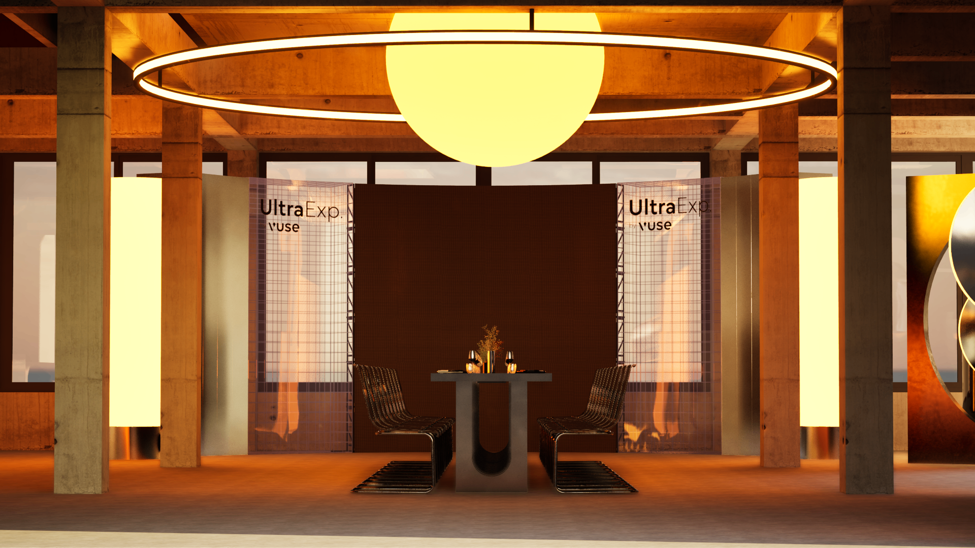 Illuminated product display moment inside the VUSE Ultra Concept 1 launch environment