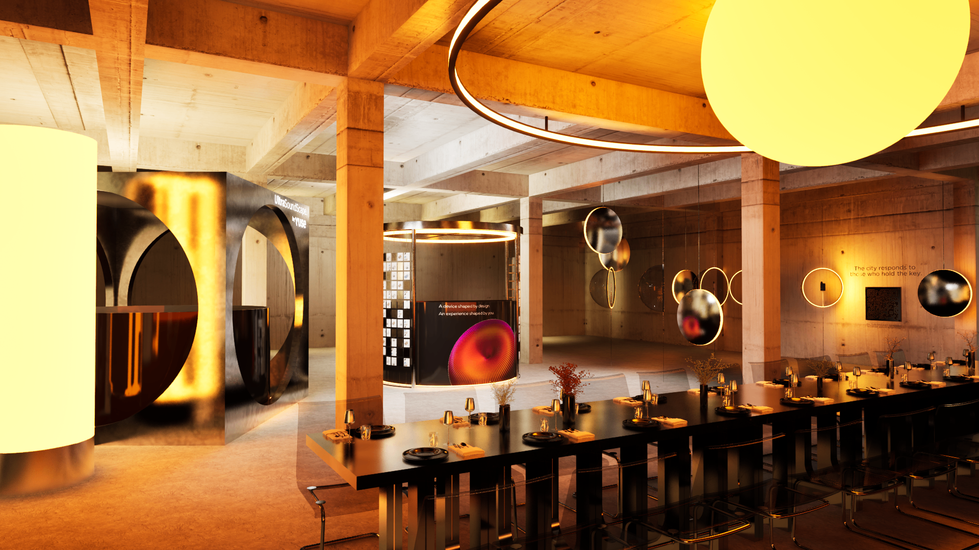 Hospitality area inside the VUSE Ultra Concept 1 product launch environment