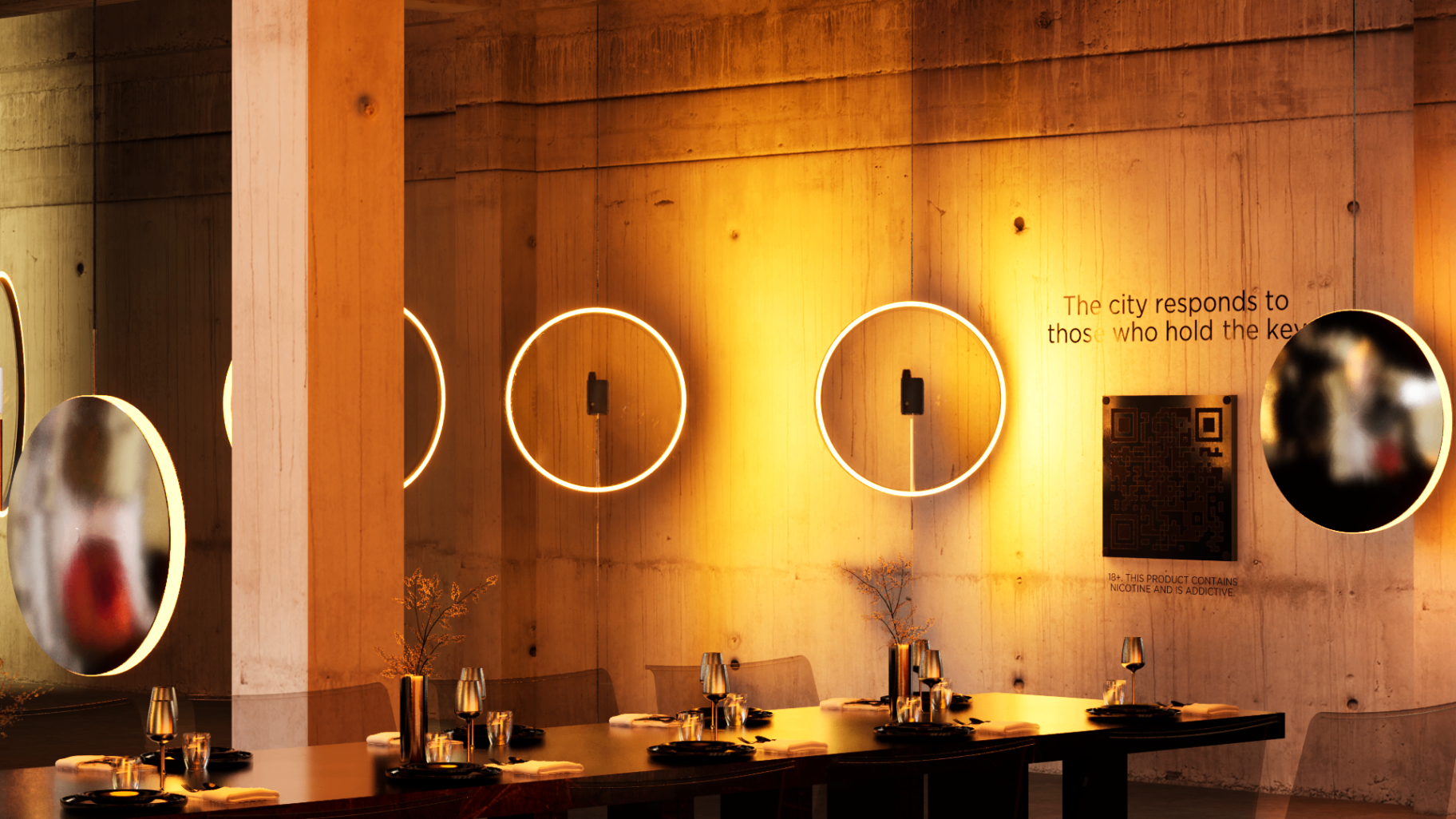 Detail of premium material and lighting treatment inside the VUSE Ultra Concept 1 launch